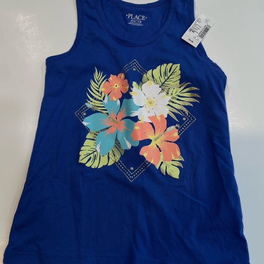 The Children's Place Blue Floral Tank Top